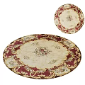 Elegant Round Rug With Floral Pattern Red And Beige Decorative Border Design 3d model
