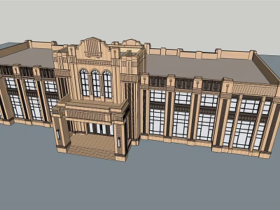 European Architecture Featuring Classical Design Symmetrical Facade Ornate Windows And Portico 3d model