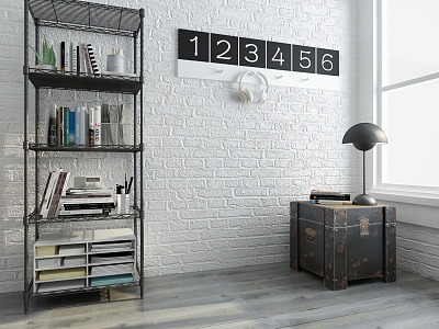 Industrial LOFT Bookshelf Cabinet Bookshelf Headphones model