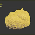 Realistic Game Movie Character Brain With Grooved Yellow Brown Surface Black Base And Reflections