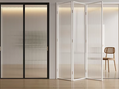 Modern Interior With White Folding Door And Black Sliding Door 3d model