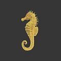 Vibrant Brown Orange Seahorse With Spiral Tail Striped Body Spiky Dorsal Fin Against Dark Background