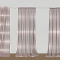 Sheer Light Pink Curtain Panels Hanging On White Rod With White Wall And Wooden Floor