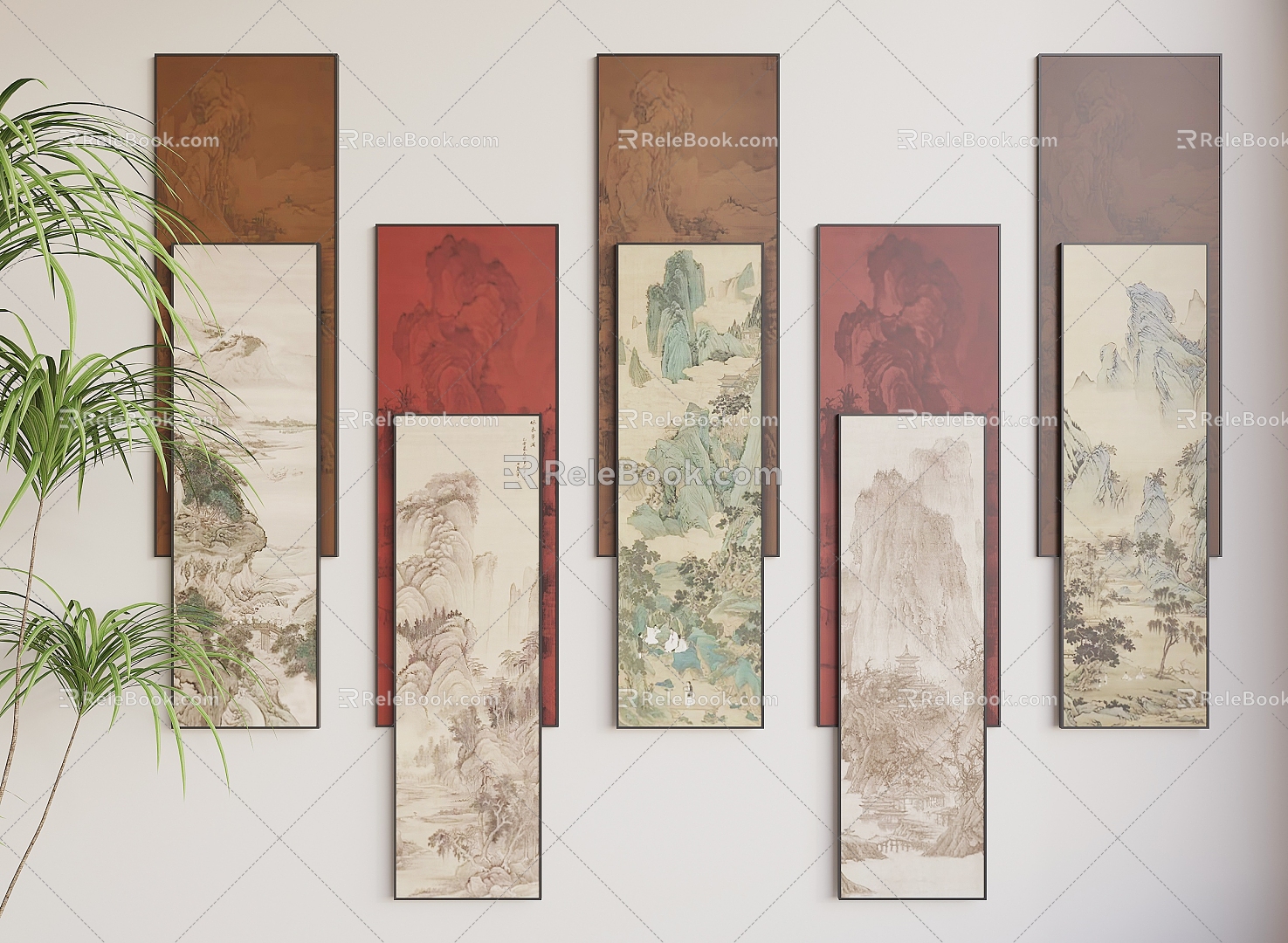 New Chinese Hanging Paintings 3d model