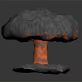 Cartoon Mushroom Cloud Explosion Scene With Lava Flames And Glowing Base 3d model