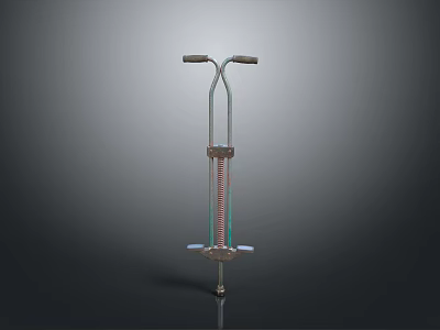 Simple Sturdy Metallic Pogo Stick Featuring Spring Mechanism Handlebar And Base Design 3d model