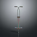 Simple Sturdy Metallic Pogo Stick Featuring Spring Mechanism Handlebar And Base Design 3d model