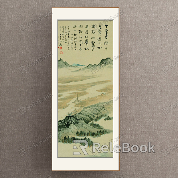 Chinese Landscape Painting Green Commercial Space Landscape model