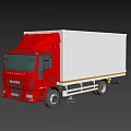 IVECO Red And White Box Truck With Cab And Cargo Body Exterior Design