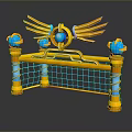 Colorful Kids Play Equipment With Yellow Frame Wing Decorations Blue Sphere And Net
