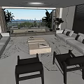 Modern Living Dining Room Interior With Sofa Coffee Table Green Plant And Pendant Light