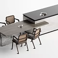 Modern Wooden Dining Table Set With Four Chairs Black Countertop And Marble Base