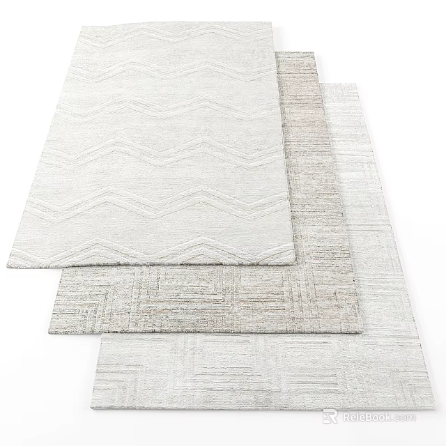 Light Colored Square Rugs With Geometric Zigzag And Textured Patterns For Home Decor 3d model 