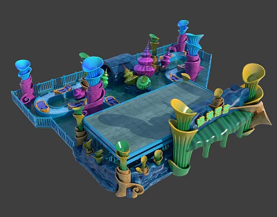 Modern amusement equipment ocean rafting 3d model