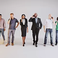 Diverse Group of People Talking on Phones Against Gray Background