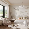 Kids Room Design With Marine Animal Wall Decor Stuffed Toys Cloud Chandelier And Soft Rug