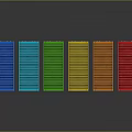 Colorful Shipping Containers Arranged In Row With Vibrant Blue Green Yellow Orange Red