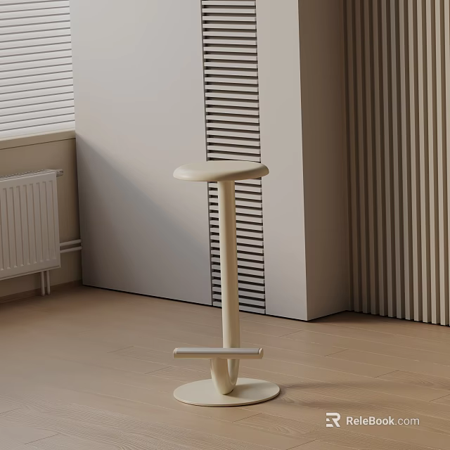 Modern Minimalist Light Colored Bar Stool In Contemporary Interior With Light Walls And Wooden Floors 3d model 
