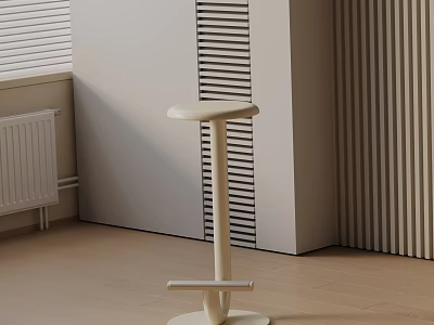 Modern Minimalist Light Colored Bar Stool In Contemporary Interior With Light Walls And Wooden Floors 3d model