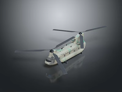 Realistic Military Helicopter 3D Model Rendering With Detailed Rotor Blades and Gray Background 3d model