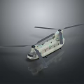 Realistic Military Helicopter 3D Model Rendering With Detailed Rotor Blades and Gray Background