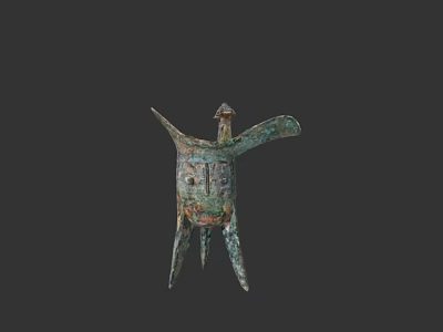 Ancient Chinese Bronze Ritual Vessel With Bird Shaped Design And Three Legs 3d model
