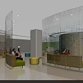 Modern Lobby Interior Design With Curved Architecture Wooden Walls Living Plant Wall And Colorful Seating