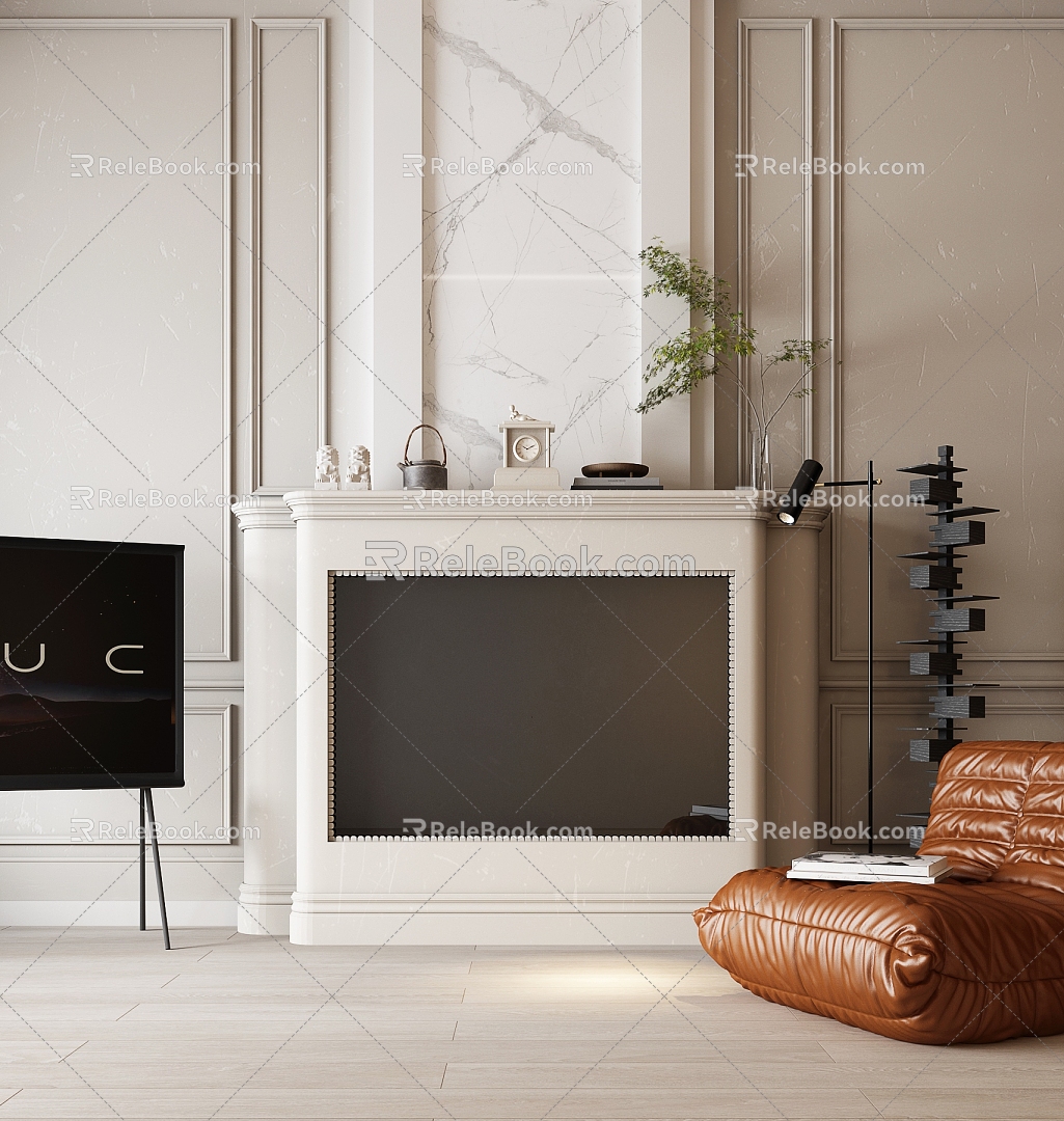 French Fireplace Fireplace Lazy Sofa Floor TV Lazy Sofa 3d model