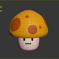 Adorable Yellow Mushroom With Orange Spots And Smiling Face As Tasty Food