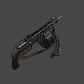 Vintage Submachine Gun With Drum Magazine Leather Strap And Metal Bullets