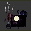 Cartoon Magical Workshop Scene With Colorful Buildings Whimsical Machines Glowing Potions And Tiny Characters