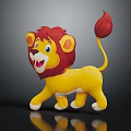 Friendly Cartoon Lion Character With Red Mane And Yellow Body Figure 3d model