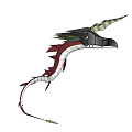 Dragon Doll With Black Head Red Body Long Tail Horns And Green Accents