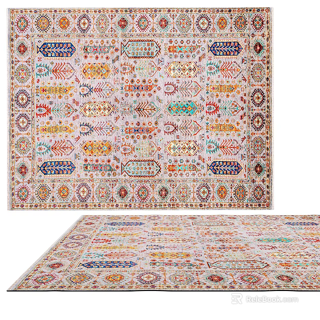 Square Area Rugs With Colorful Intricate Patterns 3d model