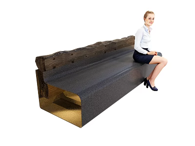 Modern Landscape Bench With Wooden Top And Metal Frame For Public Areas 3d model