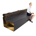 Modern Landscape Bench With Wooden Top And Metal Frame For Public Areas
