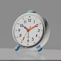 White Alarm Clock With Blue Top And Feet Round Numerical Dial For Bedroom Decor