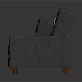 Modern Gray Three Seater Sofa With Patterned Pillows And Wooden Legs 3d model