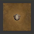 Cute Small Robot Figurine Standing On Brown Square Platform With Big Eyes