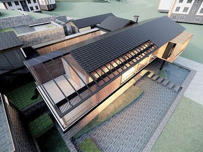 New Chinese Style Single Family Villa Rural Self-built House Rural Private House Villa Rural Self-built House Resort Hotel Mountain Villa Simple Villa 3d model