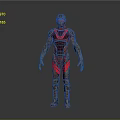 Red And Silver Armored Character 3D Model With Detailed Armor And Shiny Surface