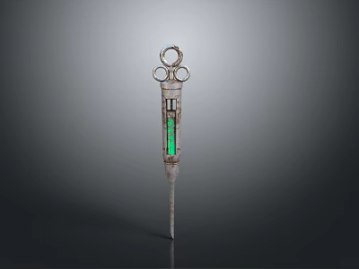 Professional Metal Equipment With Top Rings Green Middle Section And Slender Rod 3d model