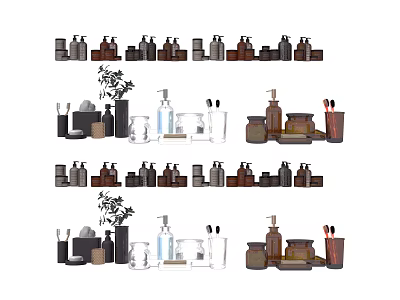Assorted Daily Washing Supplies with Bottles Jars and Small Plants for Home Use 3d model