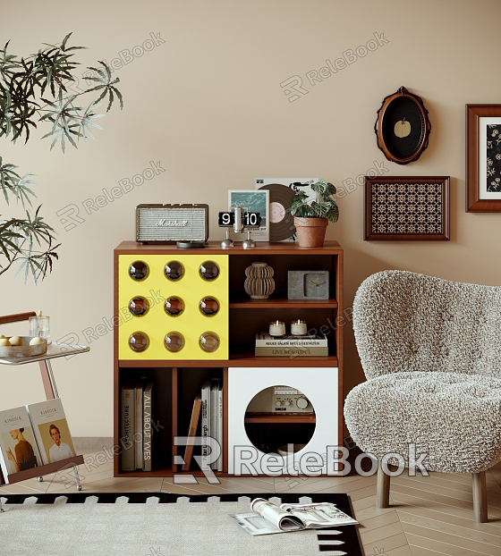 Modern-Silent Locker Decorative Cabinet Side Cabinet Decoration Combination Coffee Table Leisure Chair model