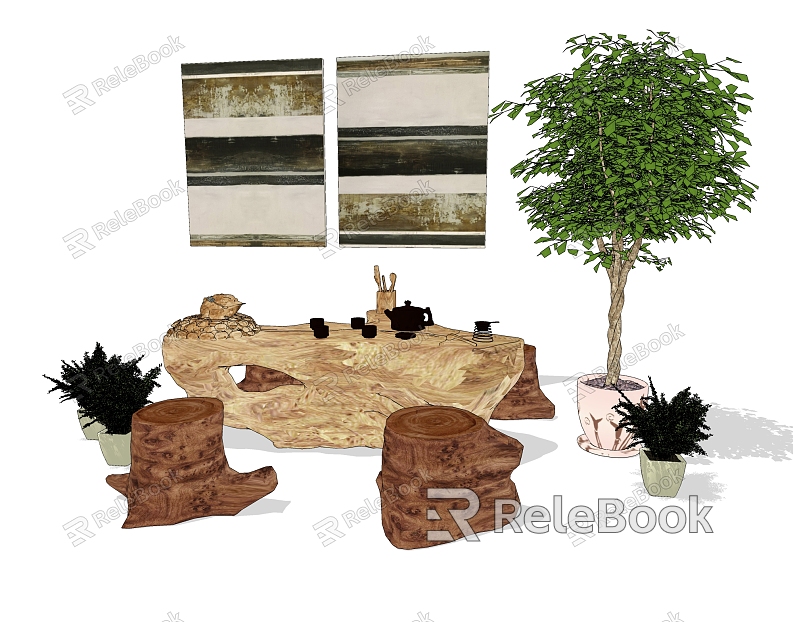 Chinese root carving tea sea tea table model