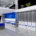 Modern Blue Bubble Tea Shop Front With Glass Doors And Interior Seating 3d model