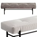 Modern Upholstered Bench Design With Gray Padded Seat And Black Metal Legs
