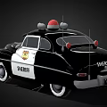 Cartoon Sheriff Police Car With Big Blue Eyes Red Emergency Light And Vintage Design