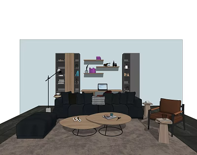 Modern Sofa Coffee Table Combination Multiplayer Sofa Coffee Table Single Sofa 3d model