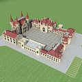 Ancient Architecture With Red Roofs Spired Towers And Square Courtyard In European Style
